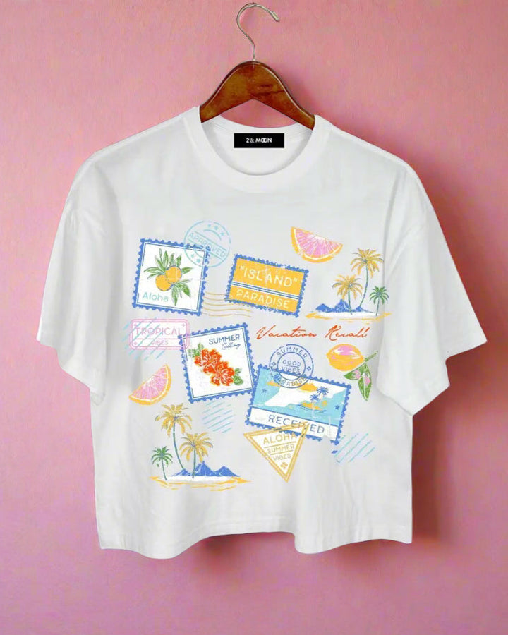Island Paradise Stamps Tee