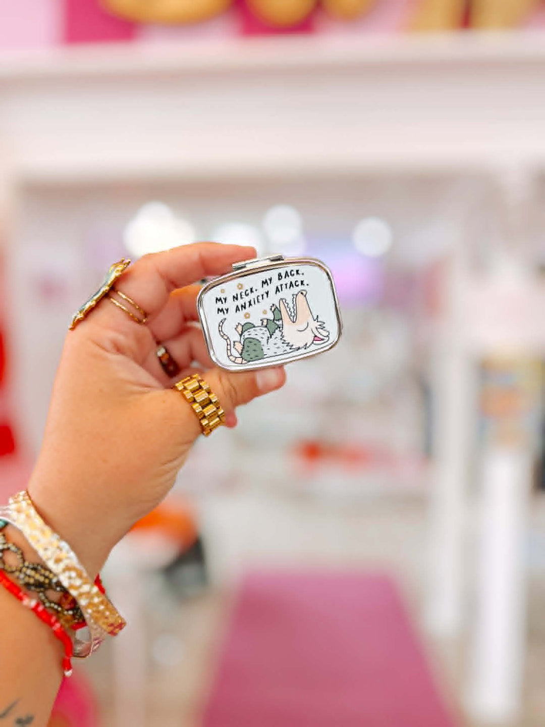 Funny Pill Box & Compact Mirror