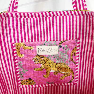 Cotton Quilted Block Print Tote Bag