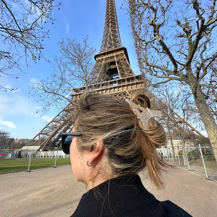 Hand-Painted Eiffel Tower Paris Claw Hair Clip
