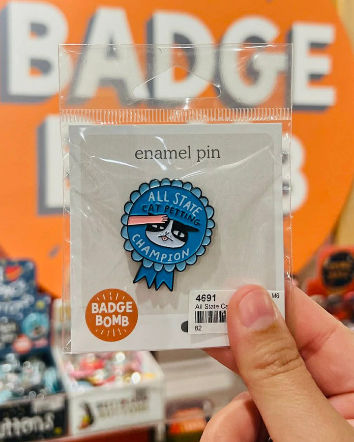 Cat Petting Champion Enamel Pin