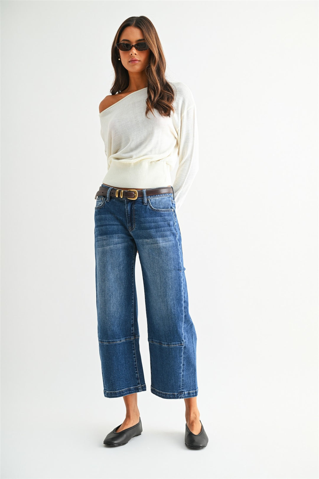 Morgan Low-Rise Wide Crop Jeans