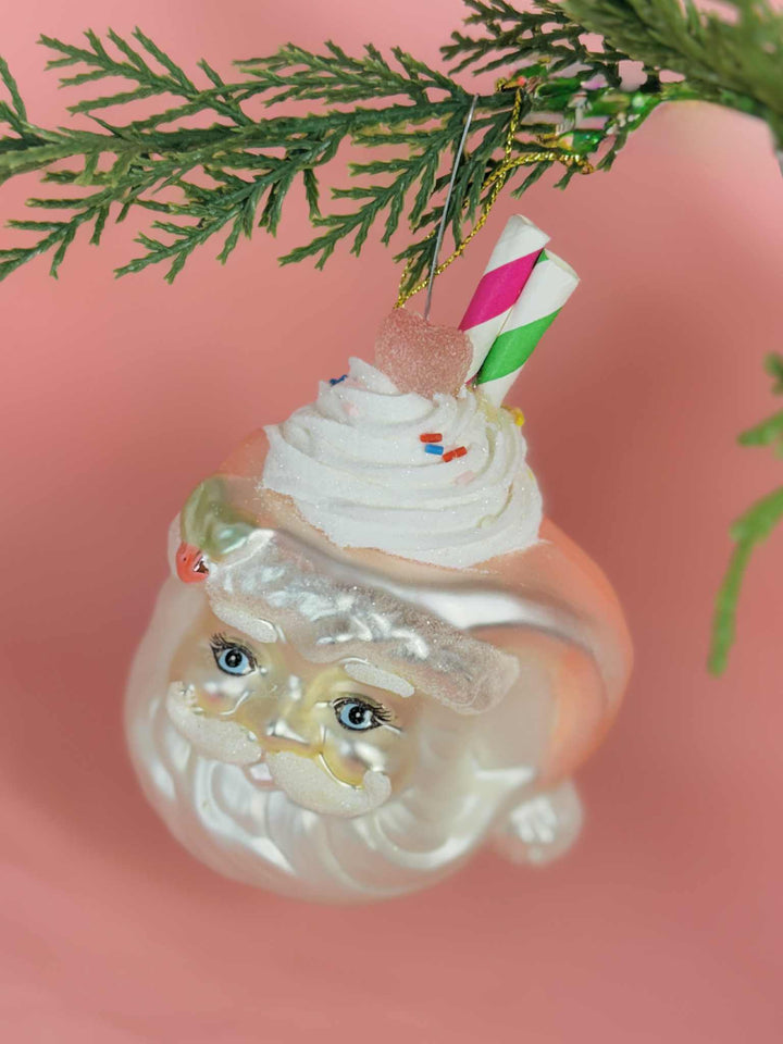 Glass Santa Head Ornament