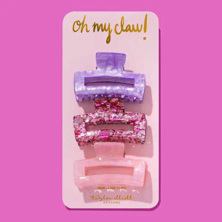 Claw Hair Clip Trio - Pink Confetti