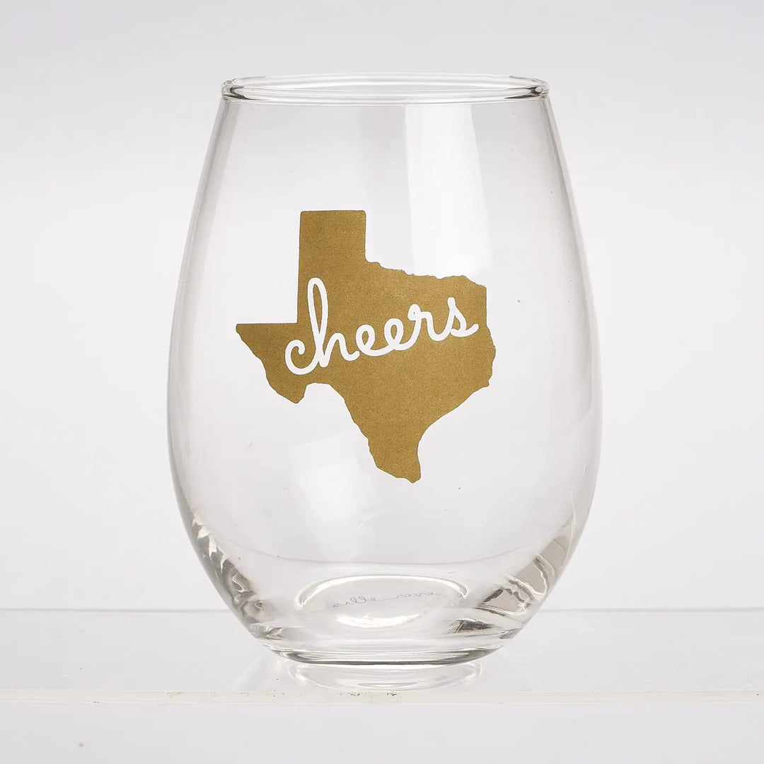 Cheers Texas Wine Glass