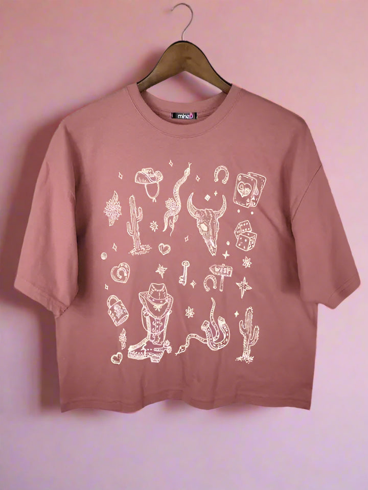 Wild Western Mauve Crop Tee