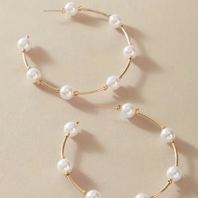 Pearl Gold Hoop Earrings