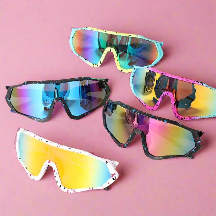 Multicolor Frame Tinted Lenses Sport Sunglasses