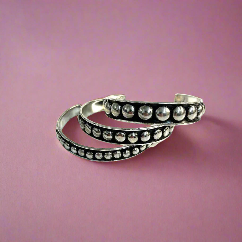 Western Bubble Metal Cuff Bracelet Set
