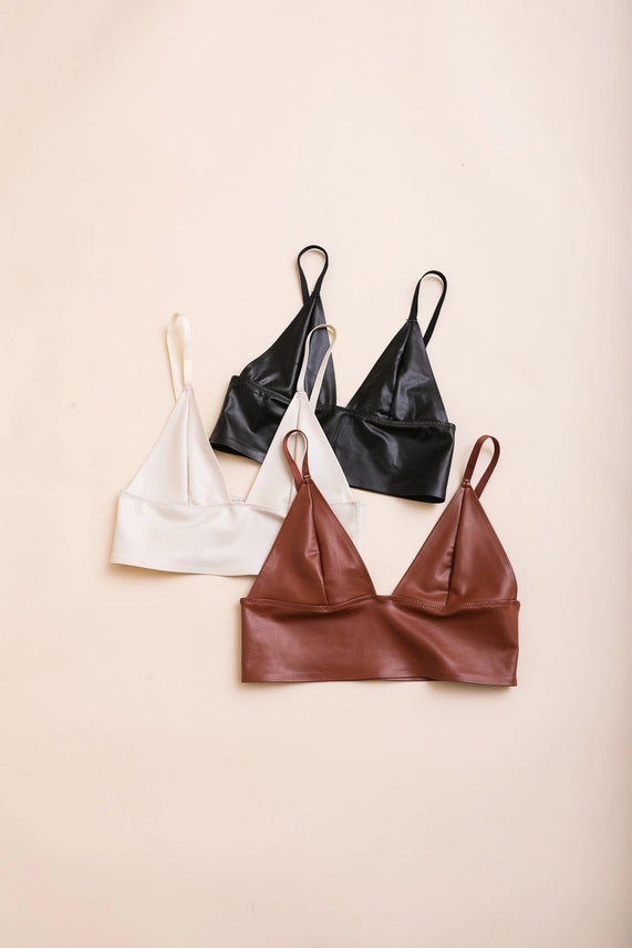 Faux Leather Bralette