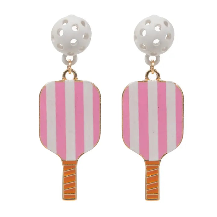 Striped Pickleball Pad Post Earrings
