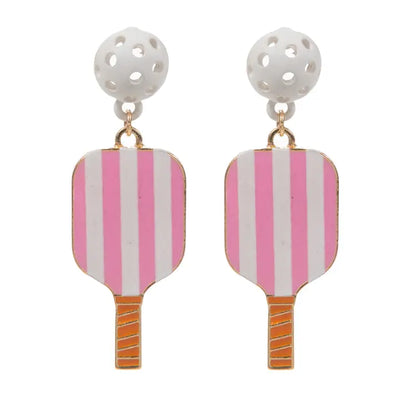 Striped Pickleball Pad Post Earrings