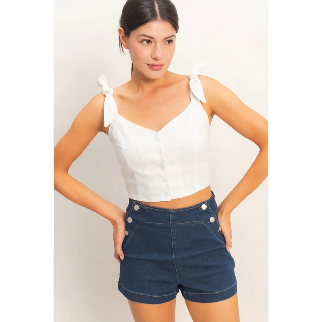 The Lila Sweetheart Tie Strap Top