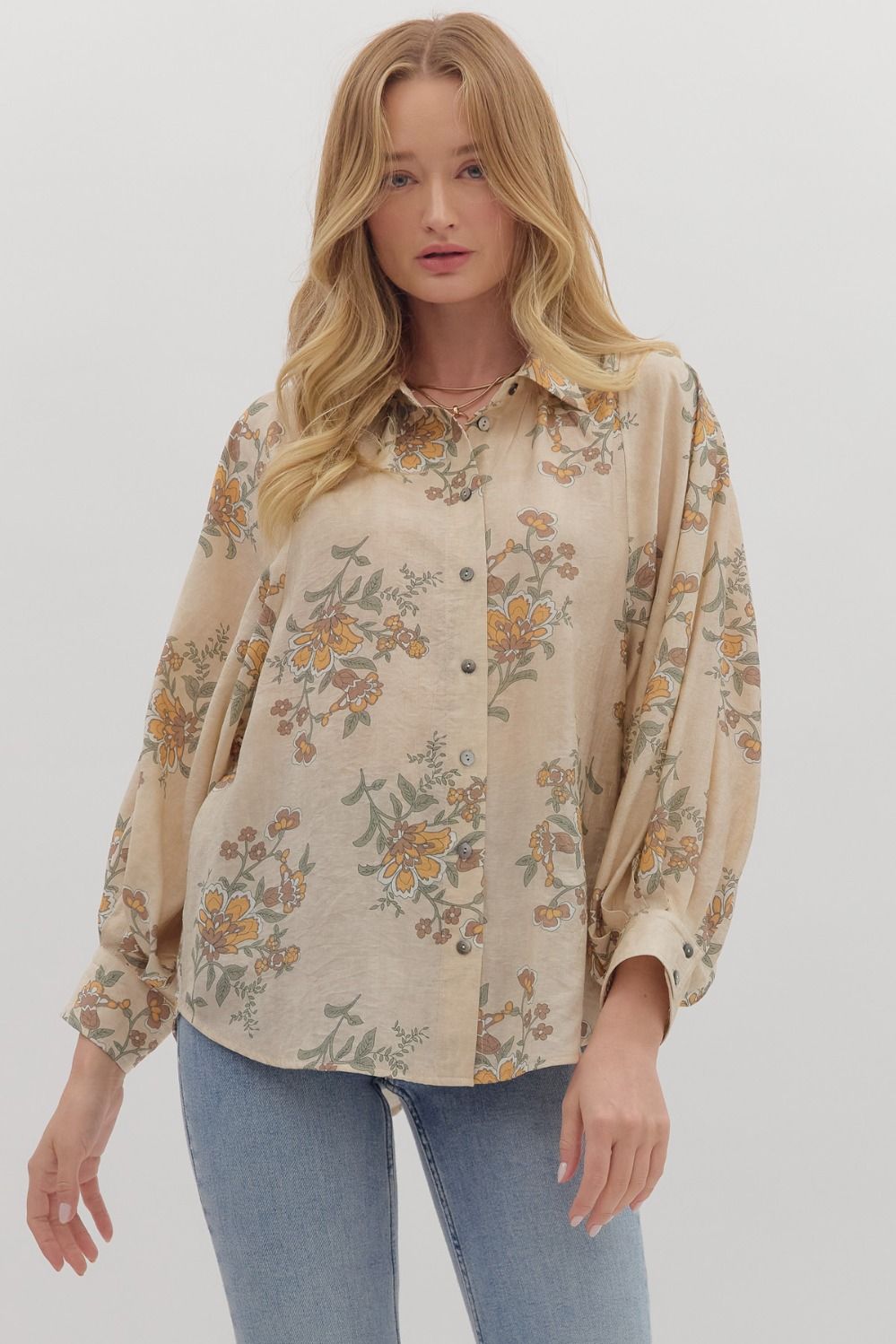 The Meadow Pleated Floral Top