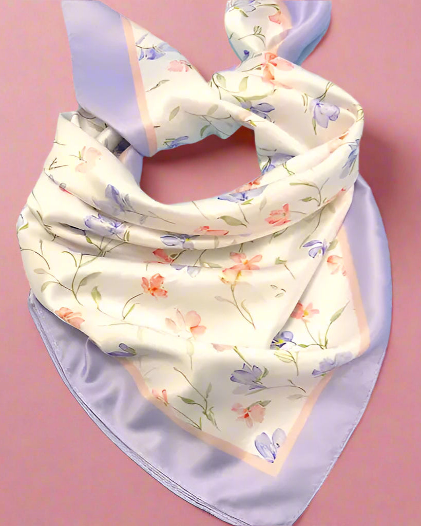 Lavender Floral Print Silky Bandana