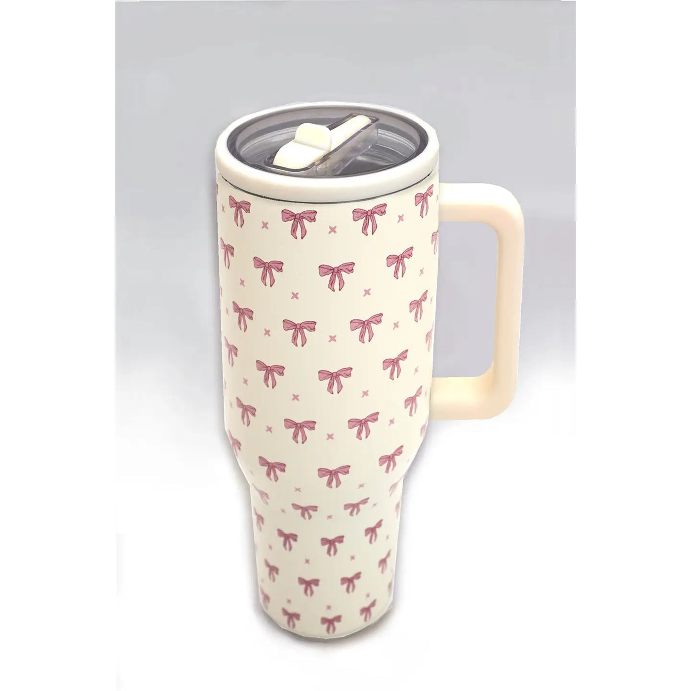 40oz Spill Free Pink Bow Stainless Steel Tumbler