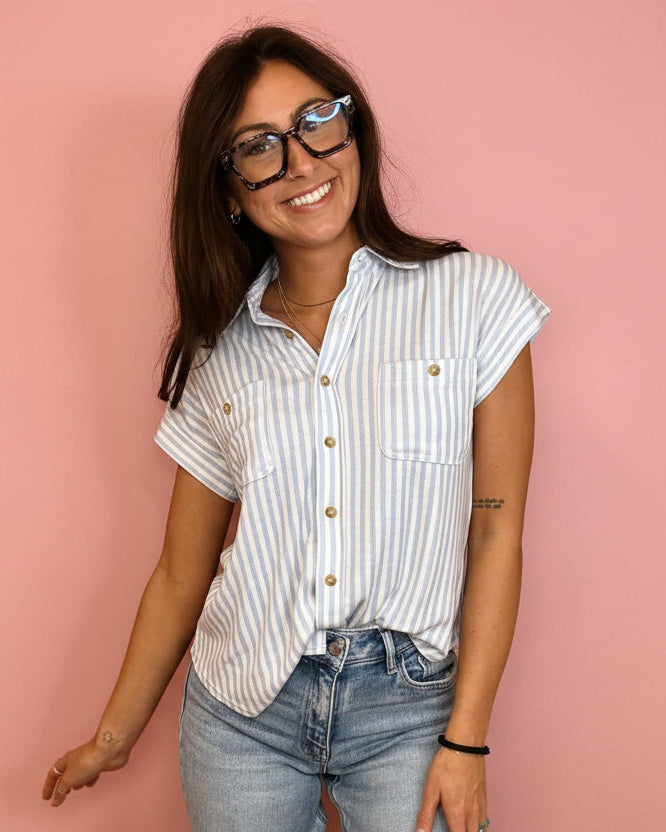 The Harper Stripe Button Down Top