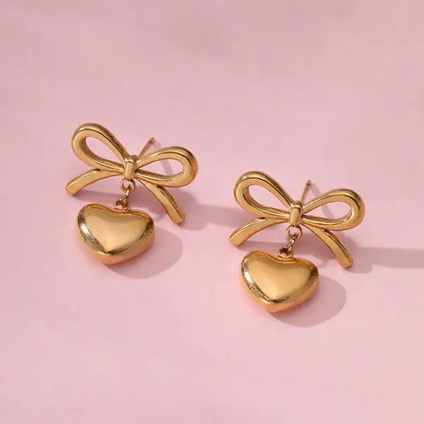 18K Stainless Steel Heart Earrings