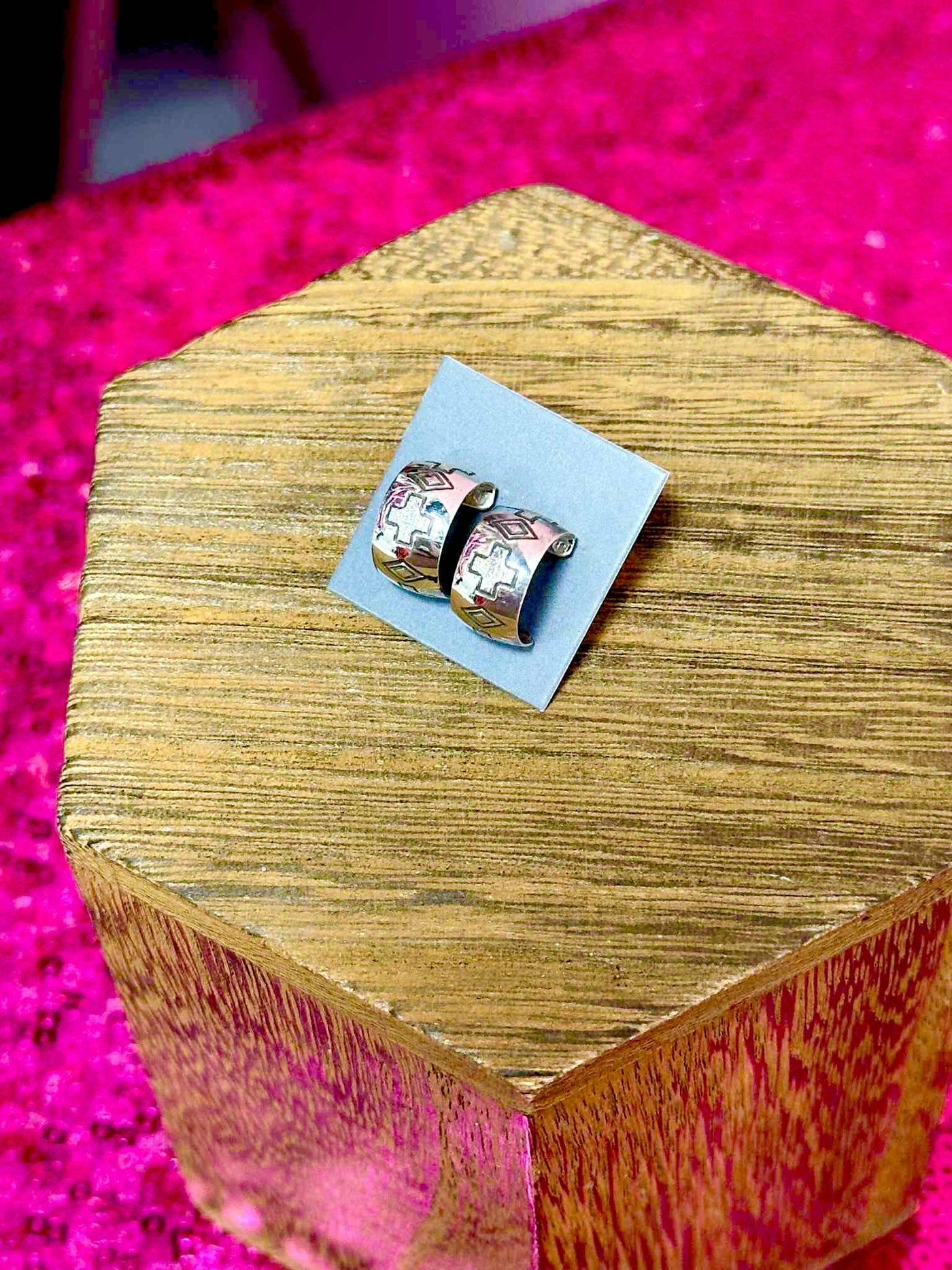 Florence Tahe Navajo Silver Hoop Earrings