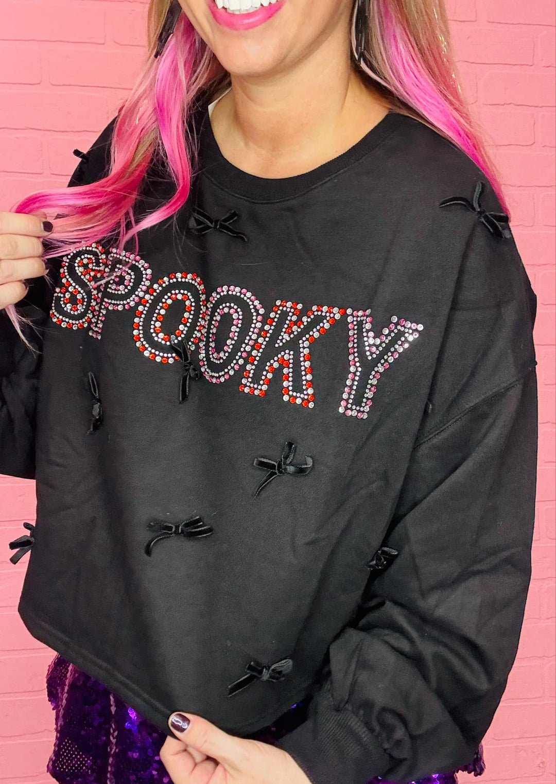Spooky Stud & Velvet Ribbon Sweatshirt