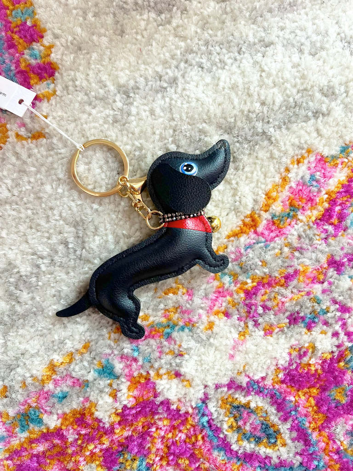 Ernie The Leather Weenie Dog Bag Charm