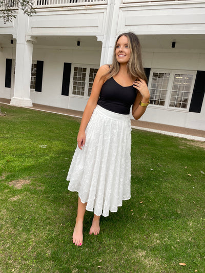 Floral Embroidered Midi Skirt