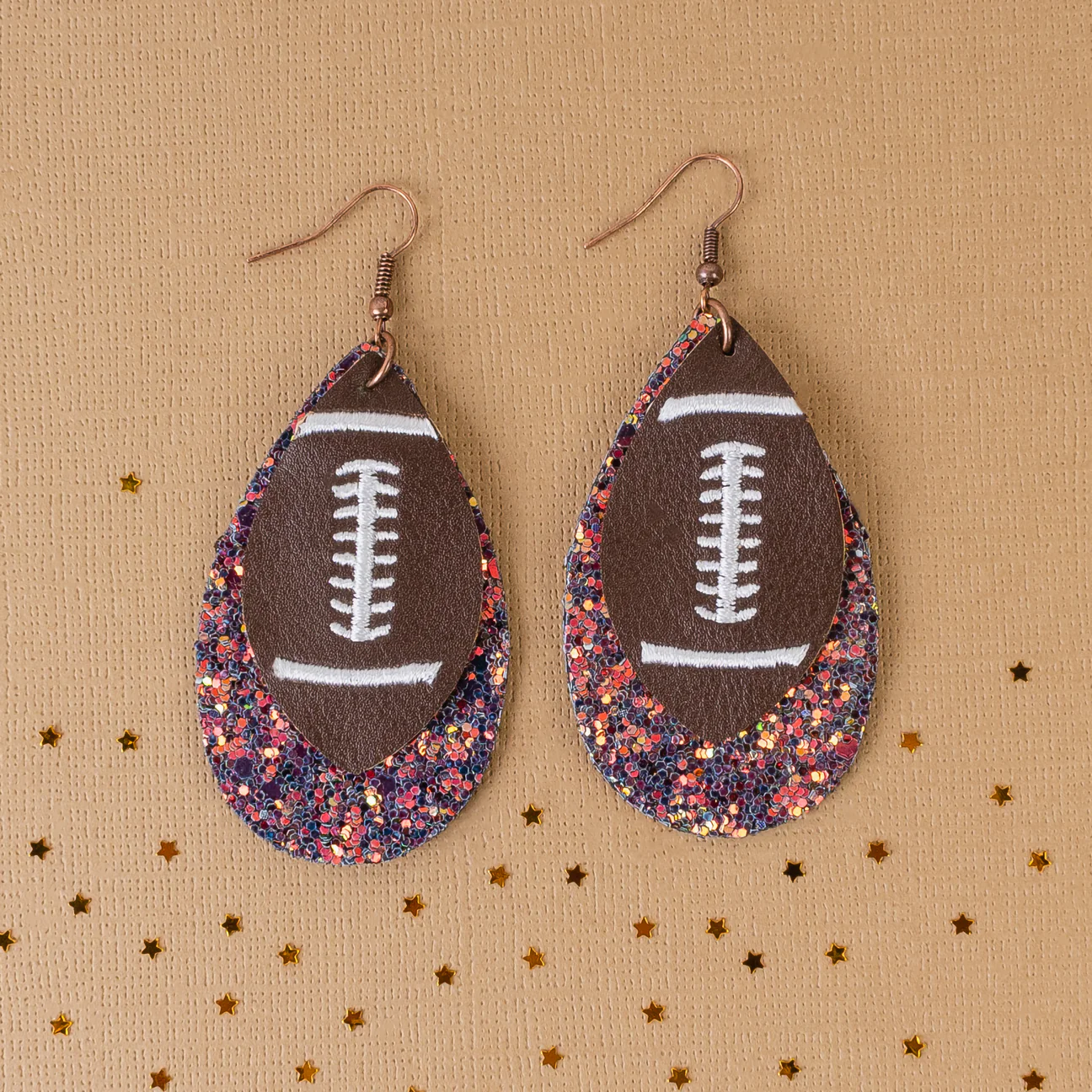 Layered Football Earrings