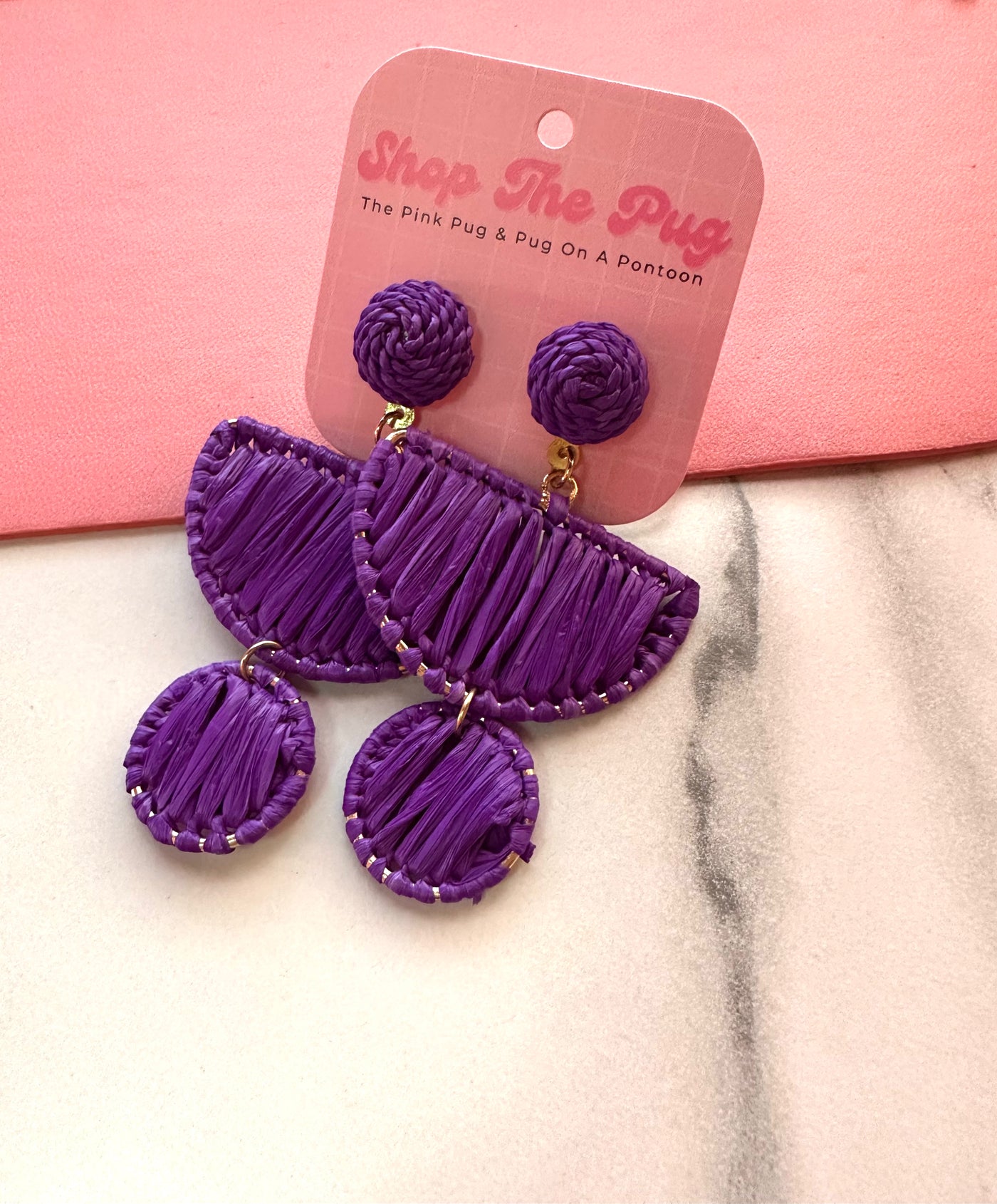 Purple Raffia Earrings