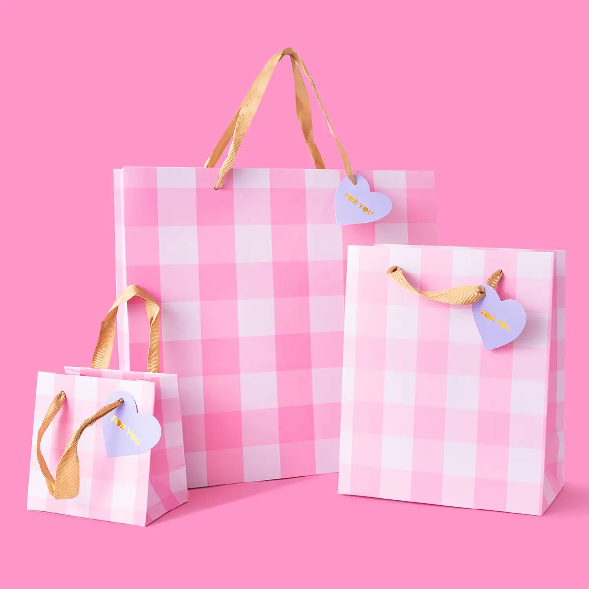 Pink  Gingham Gift Bag
