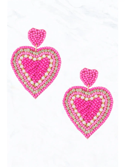 Beaded Heart Earrings