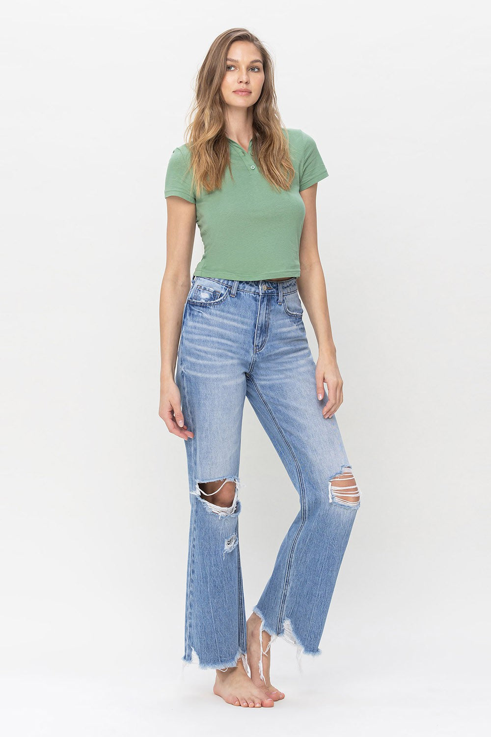 The Laya Distressed Flare Jean