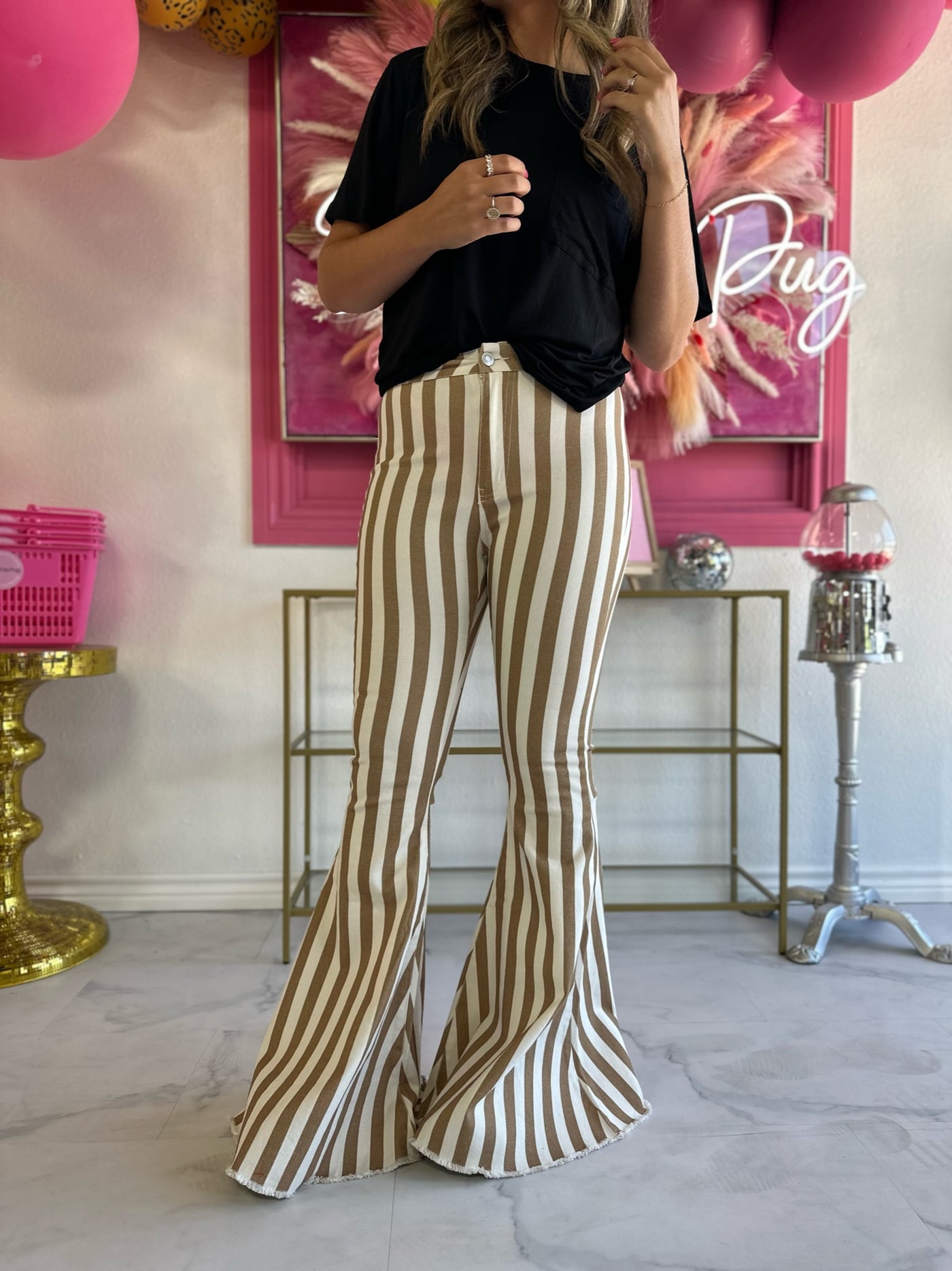 The Lanie Striped Bell Bottoms