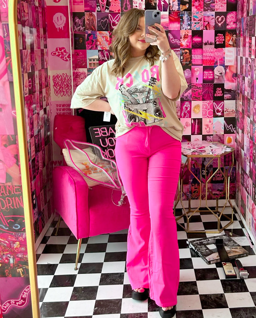 Presleigh Pink Flare Jeans