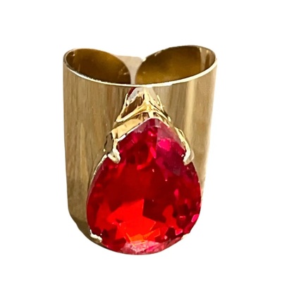 Ruby Rhinestone Adjustable Ring