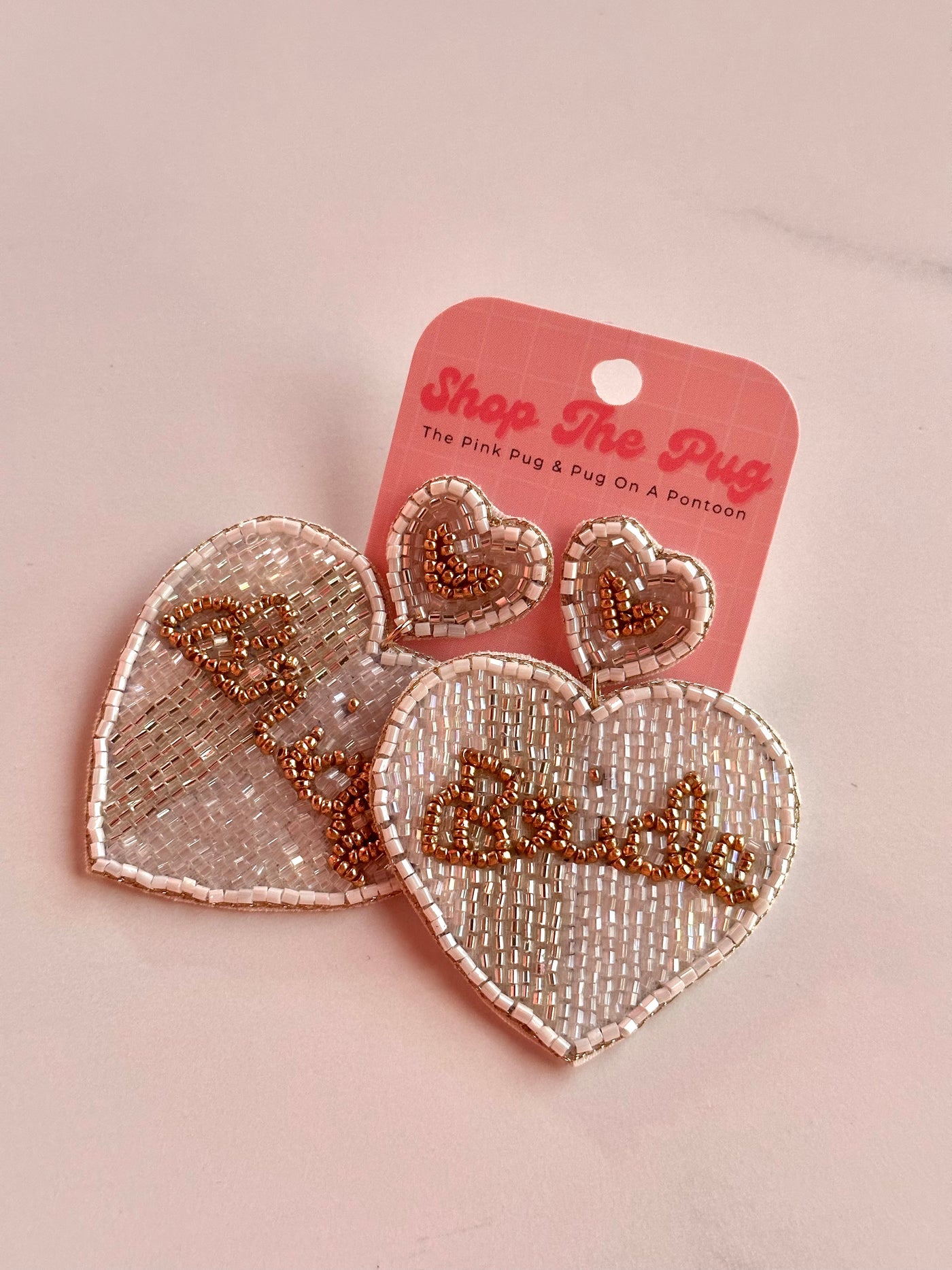 Bride Heart Beaded Earrings