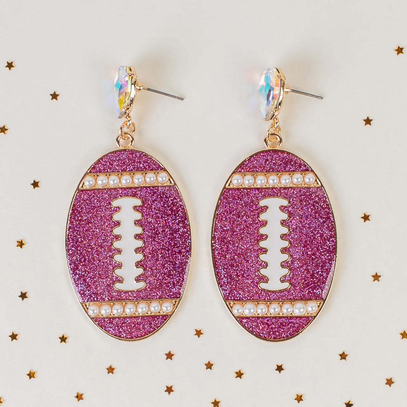 Purple Football Earrings