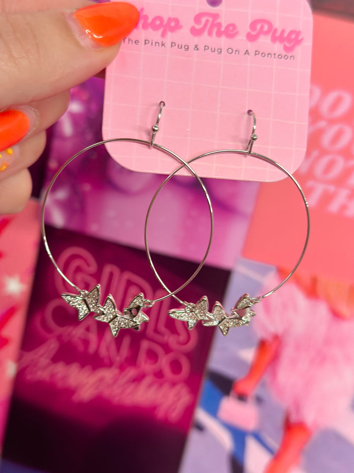 Butterfly Hoop Earrings