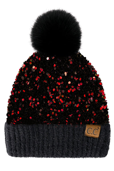 Sequin CC Beanie