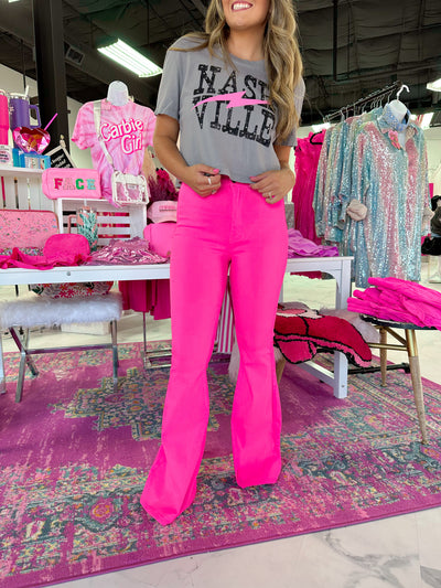 Presleigh Pink Flare Jeans