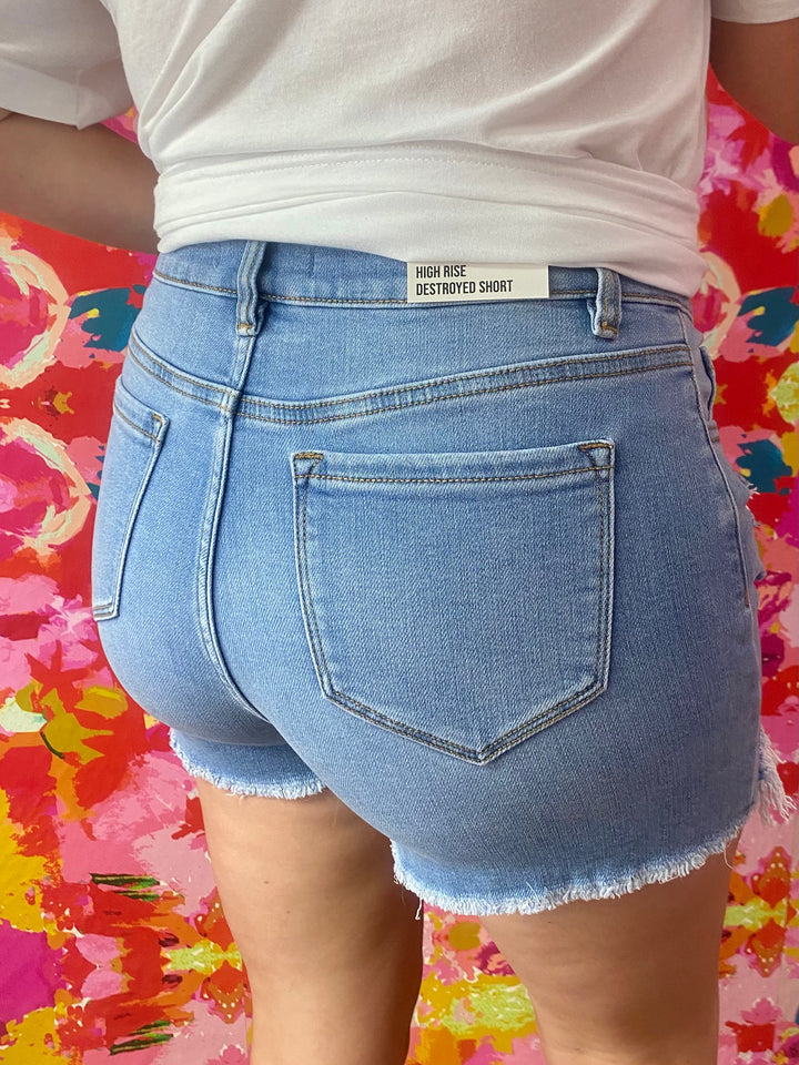 Ride The Waves Light Wash Demin Shorts