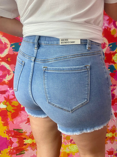 Ride The Waves Light Wash Demin Shorts