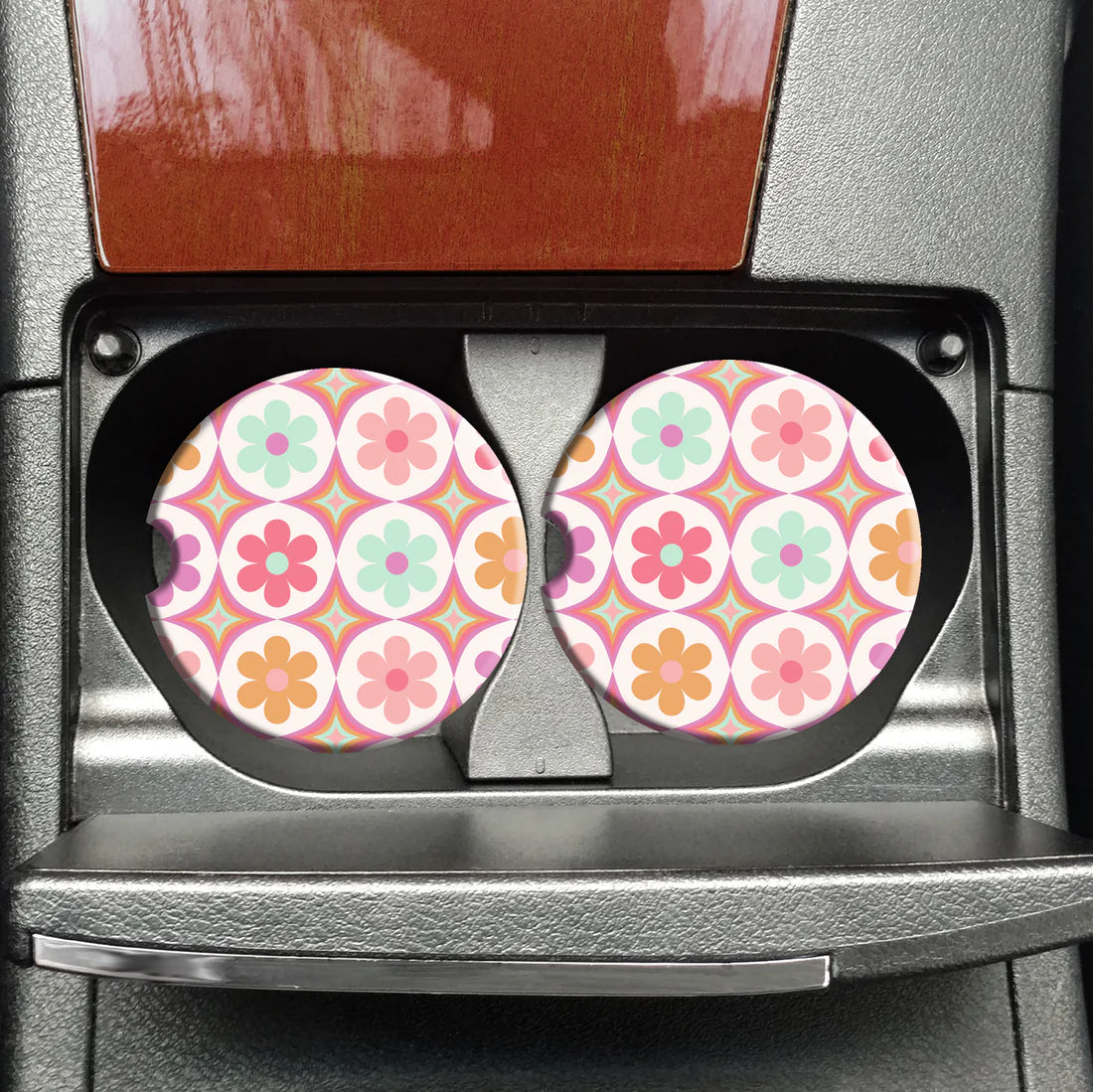Retro Kaleidoscope Car Coasters