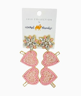 Pink Heart Sunnies Beaded Earrings