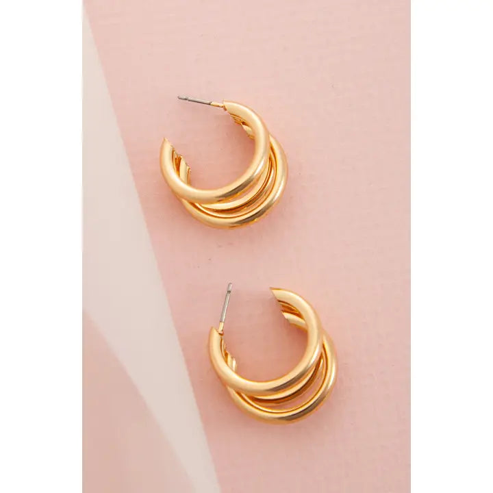 Minimalist Triple Row Hoop Earring