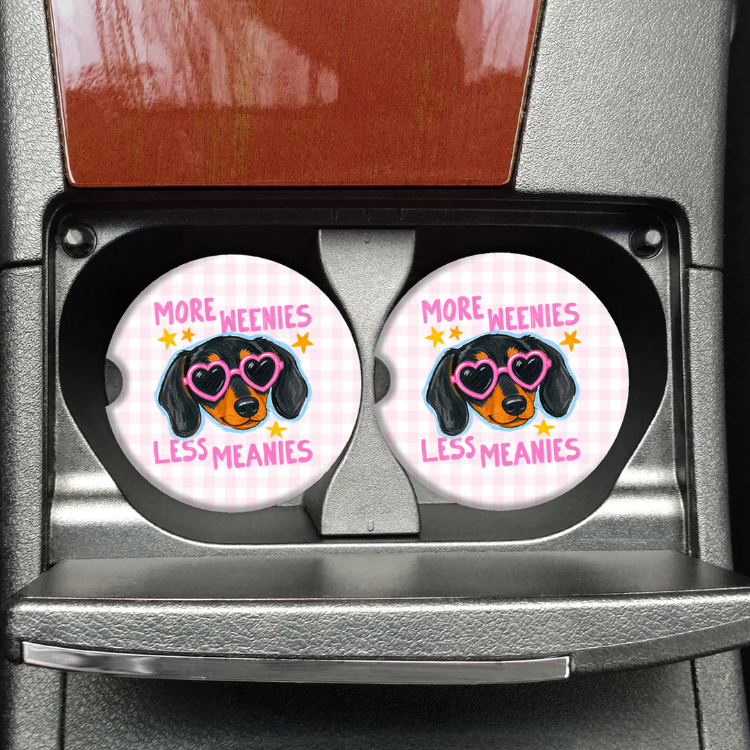More Weenies Less Meanies Car Coasters