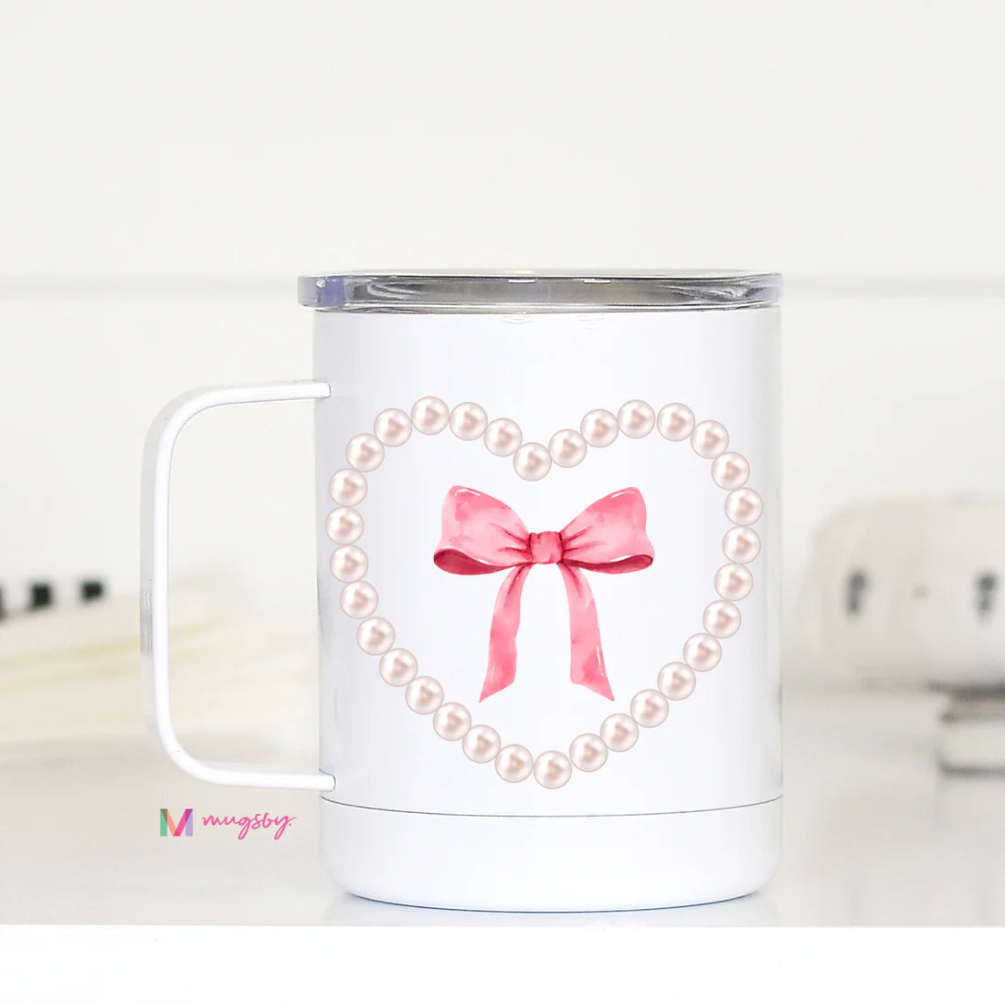 Pearls and Bows Coquette Travel Cup