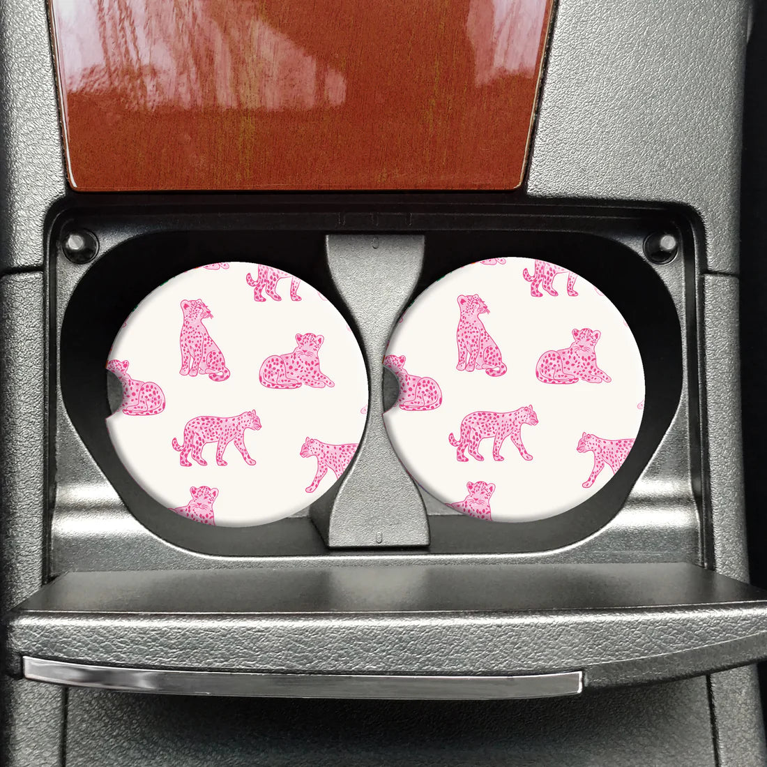 Pink Cheetah Car Coasters