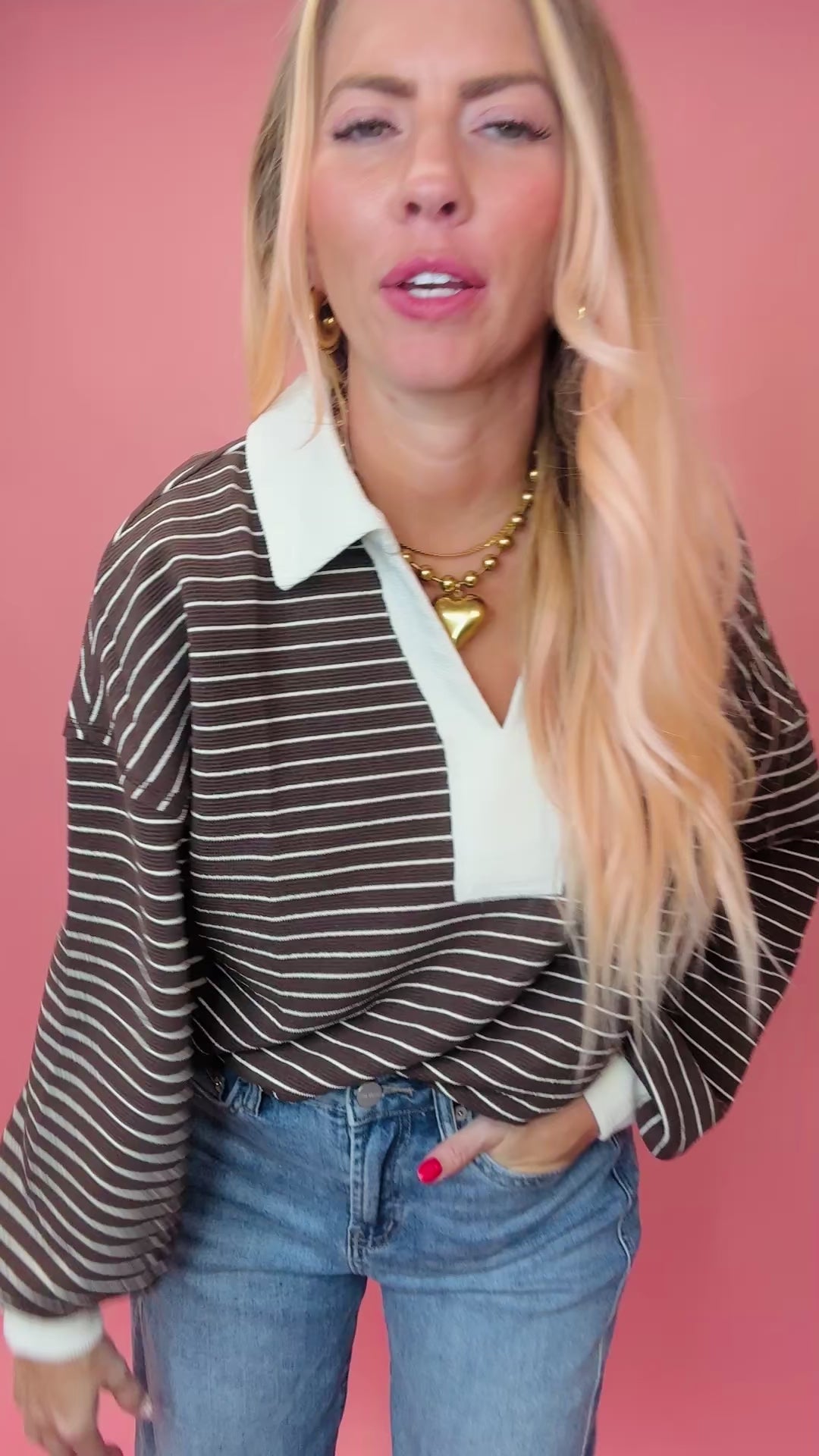 The Ellis Stripe Collared Pullover