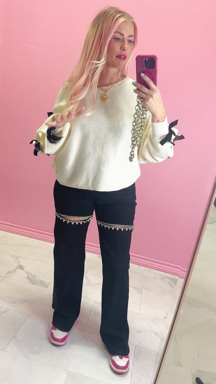 The Tatum Rhinestone Straight Jeans