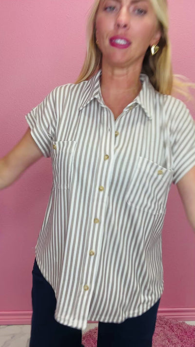 The Harper Stripe Button Down Top